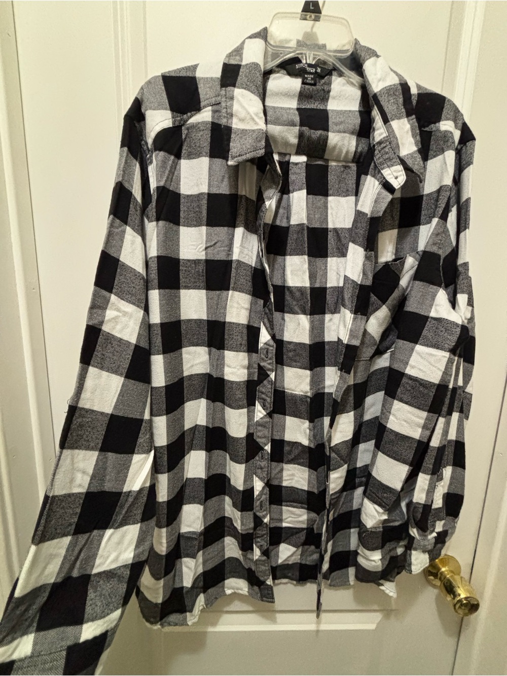 Stitch Star Black & White Plaid Shirt - 3X